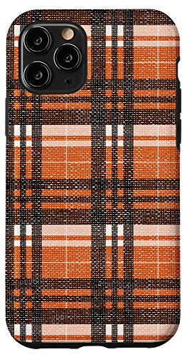 iPhone 11 Pro Black and Orange Pattern Plaid Fall Autumn Season Cloth Look Case