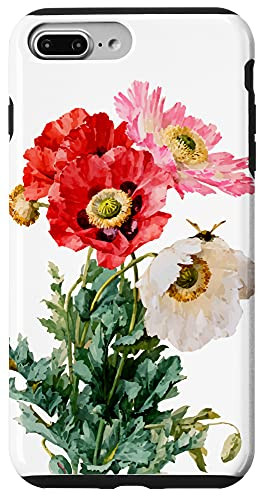 iPhone 7 Plus/8 Plus Poppy flowers floral flora red orange pink white aesthetic Case