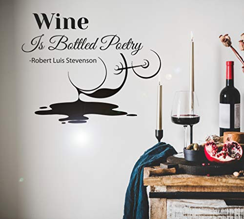 Vinyl Wall Decal Words Wine Glass Vine Kithen Decor Stickers Mural 22.5 in x 18 in gz211