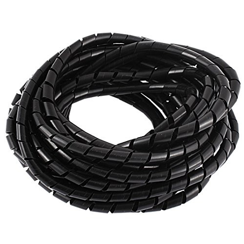 NA 8M 25ft 8mm Black Wire Spiral Wrap Sleeping Band Tube Cable Protector