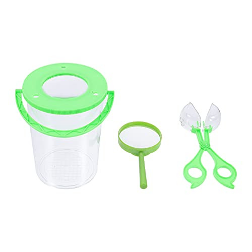NUOBESTY 3pcs Outdoor Explorer Set Bug Catching Kit Magnifying Glass Bug Container Critter Cage Insect Clamp Collection for Kid Toddlers Science Educational Playset