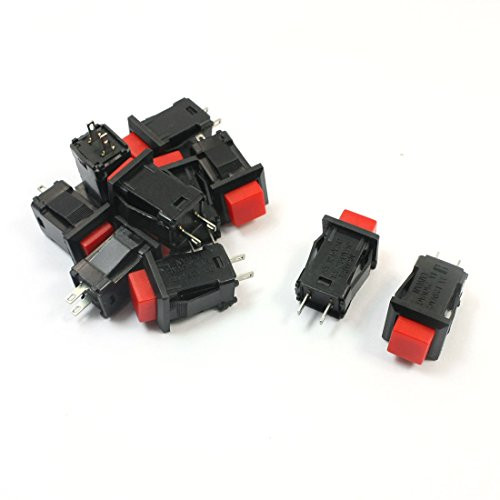 10Pcs AC 250V 1A 125V 3A SPST Latching Red Head Push Button Switch