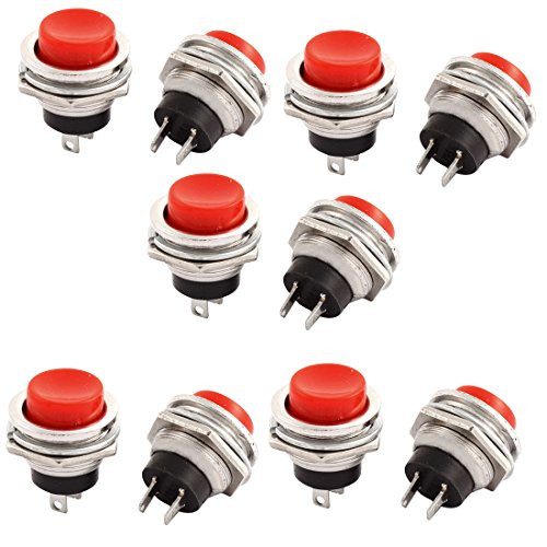 IIVVERR Momentary Red Push Button Switch 12mm Mount 3A/125V/AC DS-212 10Pcs -Interruptor momentáneo de botón rojo 12mm Montaje 3A / 125V / AC DS-212 10Pcs