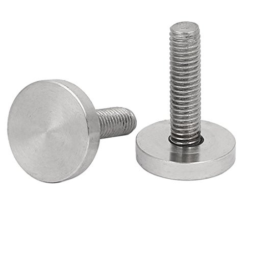 Aexit Glass Mirror Nails, Screws  and  Fasteners 304 Stainless Steel Round Screw Cap Nails Silver Tone Nut  and  Bolt Sets M8x30mm 2pcs