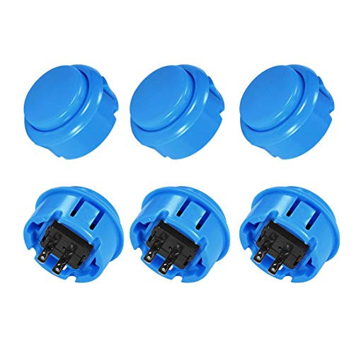 YeVhear 30mm Momentary Game Push Button Switch Mounting Hole for Arcade Video Games Blue 6pcs