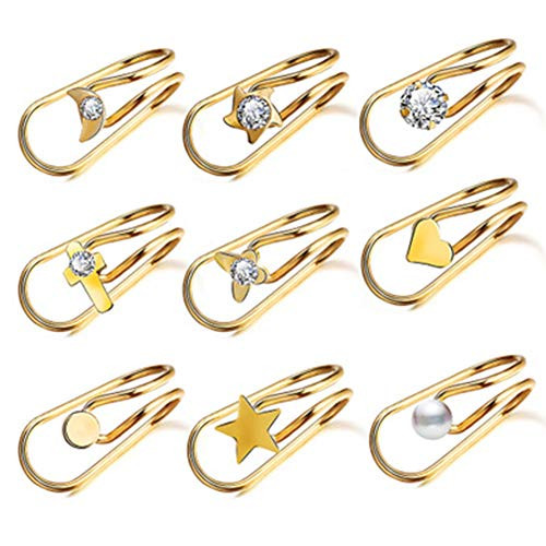 Ear Cuffs Crawler Hook Earrings Pearl Cubic Zirconia Rhinestone Stud Earrings Hypoallergenic Piercing Ear Wrap Climbers Earrings for Women-10-