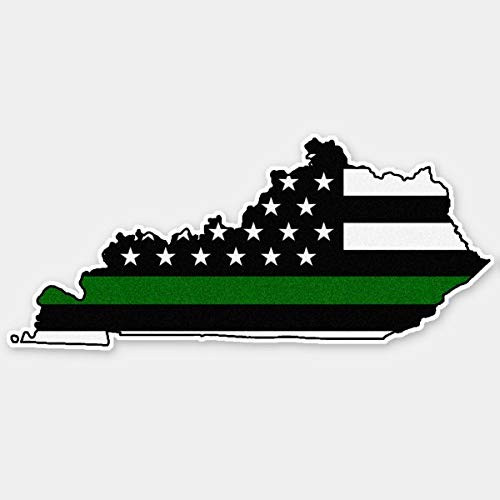 PotteLove Thin Green Line Flag Kentucky Sticker for Envelope Laptop Fridge Guitar Car Motorcycle Helmet Luggage Cases Decor
