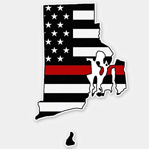 PotteLove Thin Red Line Flag Rhode Island Sticker for Envelope Laptop Fridge Guitar Car Motorcycle Helmet Luggage Cases Decor