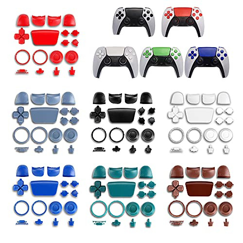 Ambertown Full Button Trigger Buttons Dpad R1 L1 R2 L2 Direction Key ABXY Button Set for PS5 Sony Playstion 5 Game Console Joysticks Cap Cover -Brown-
