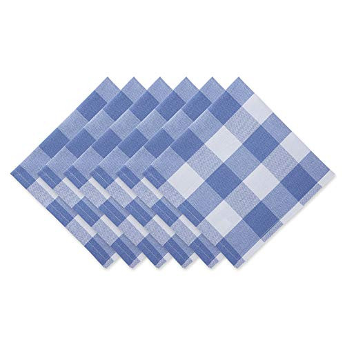 DII Buffalo Check Collection Classic Tabletop, Napkin Set, 20x20, Stonewash Blue 6 Piece