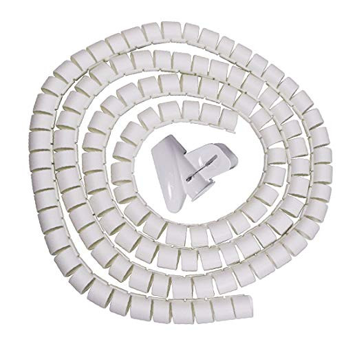 X-DREE 10mm Flexible Spiral Tube Cable Wire Wrap Computer Manage Cord White 2 Meters Length w Clip -Flexible Spiral Tube Cable Wire Wrap Computer Manage Cord Black Wire Management