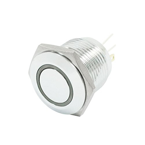 SPST Momentary Green LED Ring Illuminate Push Button Switch 24V 3A