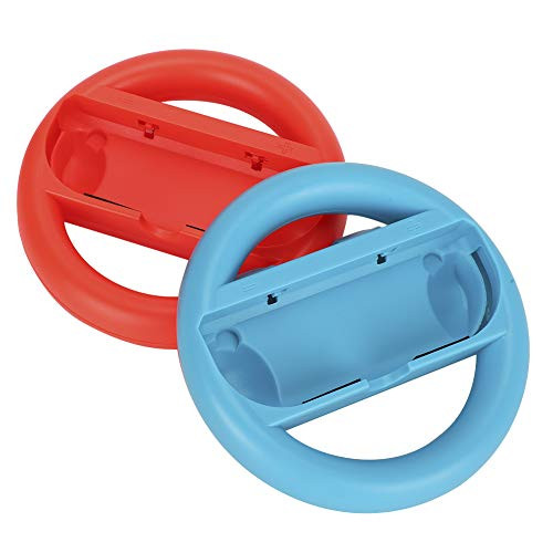 Racing Game Controller, Racing Game Handle Grips, Steering Wheel Joy Con Racing Gaming Control Joy Grip Steering Wheel Left And Right For Mario Kart Switch-Red plusBlue-