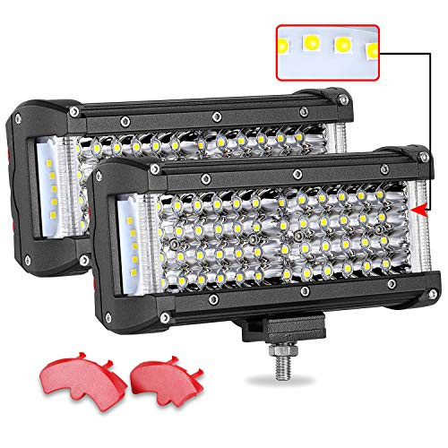 LED Light Pods, Teochew-LED 2Pcs 7 Inch 232W Quad Row LED Light Bar LED Side Shooter Flood Spot Combo Light Off Road LED Driving Lights for Truck Jeep ATV UTV 4x4 Boat Motorcycle, 2 Years Warranty