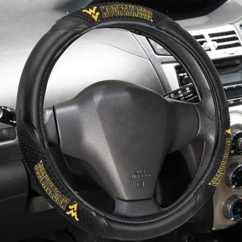 Fremont Die NCAA West Virginia Mountaineers Massage Grip Steering Wheel Cover, Fits Most 14" to 15" Steering Wheels, Black/Team Colors Fremont Die NCAA West Virginia Mountaineers Massage Grip Steering Wheel Cover, Fits Most 14" to 15" Steering Wheels, Black/Team Colors