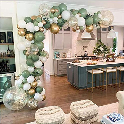 OKAKA 150pcs Olive Green Balloon Garland Arch Kit, Gold Confetti Balloons Sage Green Balloon and Gold Metallic Chrome Latex Balloons Set Wedding Birthday Balloons Baby Shower Decorations -Sage Green- OKAKA 150pcs Olive Green Balloon Garland Arch Kit, Gold Confetti Balloons Sage Green Balloon and Gold Metallic Chrome Latex Balloons Set Wedding Birthday Balloons Baby Shower Decorations -Sage Green-