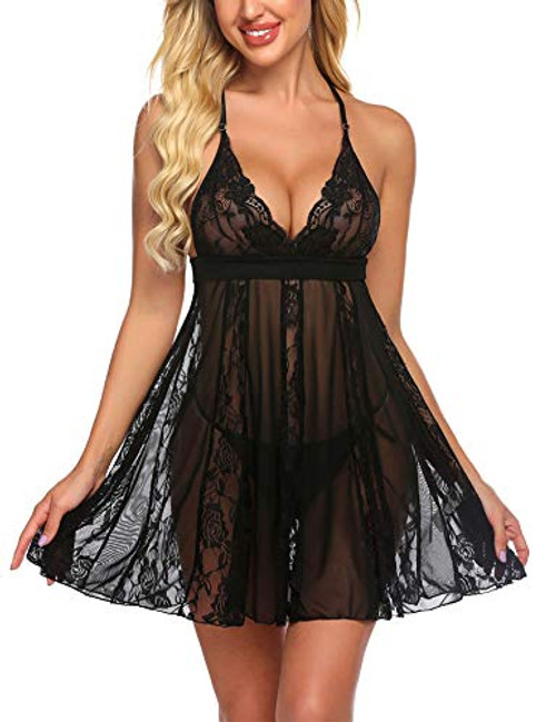 Avidlove Sexy Bridal Nightgowns Lace Babydoll Lingerie Sheer Wedding Nighty Black, S Avidlove Sexy Bridal Nightgowns Lace Babydoll Lingerie Sheer Wedding Nighty Black, S