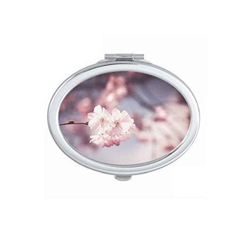 Pink White Dim Flowers Art Deco Gift Fashion Mirror Portable Fold Hand Makeup Double Side Glasses