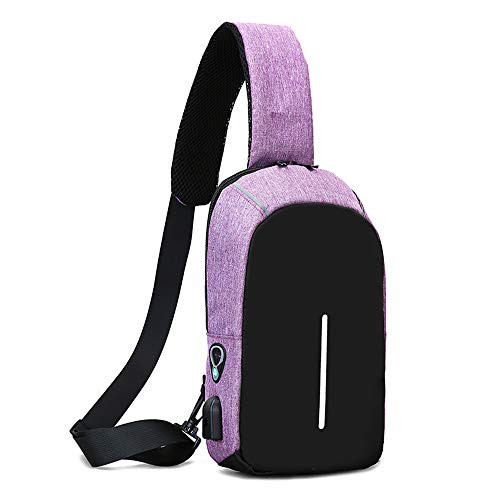 Sling Bag Crossbody Shoulder Chest Back Pack Anti Theft Travel Bags Daypack for Men Women -Purple-