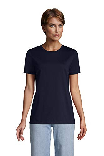 Lands' End Women s SS Relaxed Supima Crew Neck T Shirt Radiant Navy Regular Medium