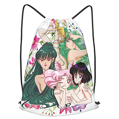 Outer Senshi Soldiers Of The Outer Solar System Sailor Moon Drawstring Backpack Lightweight Sport Gym Waterproof Yoga
