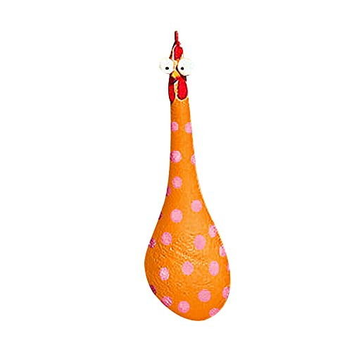 Funny Chicken Decor Yard Art, 8.7 inch - Resin Rooster Statues Decor, Silly Concrete Chickens, Funny Chicken Sculptures, Indoor  and  Outdoor Yard Farm Lawn Decor -Orange-