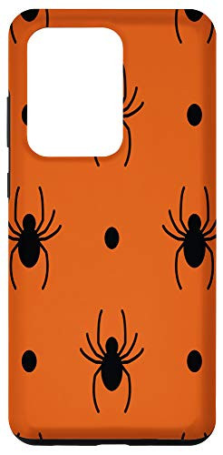 Galaxy S20 Ultra Black Orange Spider Polka Dots Pattern Halloween Themed Case