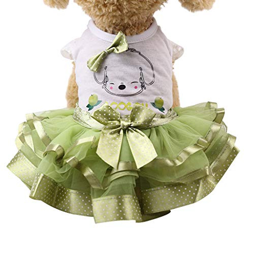 Small Dog Girl Dress,Wakeu Lace Tutu Vest Apparel Clothes for Pet Puppy -S, Dog Green- Small Dog Girl Dress,Wakeu Lace Tutu Vest Apparel Clothes for Pet Puppy -S, Dog Green-