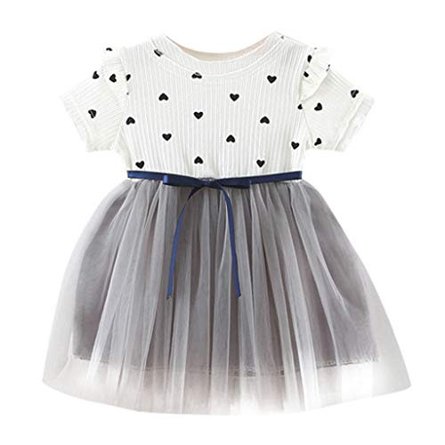 youeneom Toddler Baby Girls Ruched Patchwork Heart Print Tulle Skirt Party Princess Dress Clothes -80, White- youeneom Toddler Baby Girls Ruched Patchwork Heart Print Tulle Skirt Party Princess Dress Clothes -80, White-