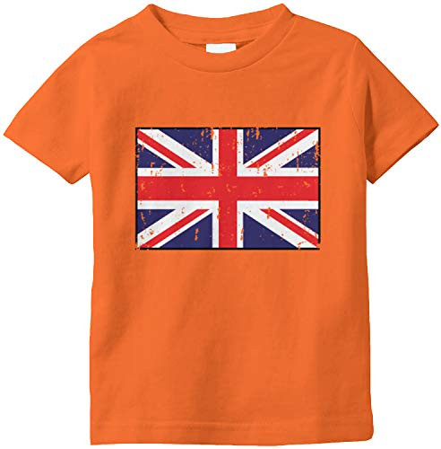 Amdesco Great Britain Flag United Kingdom UK British Infant T-Shirt, Orange 24 Month