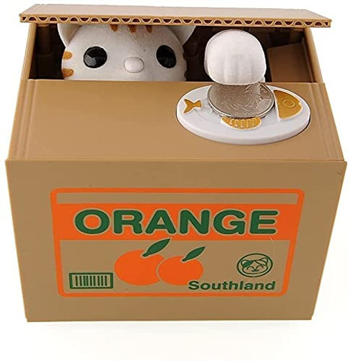 Stealing Money Cat Bank, Kids Piggy Bank, Coin Bank for Money Saving, Automatic Creative Gift -Orange- Stealing Money Cat Bank, Kids Piggy Bank, Coin Bank for Money Saving, Automatic Creative Gift -Orange-