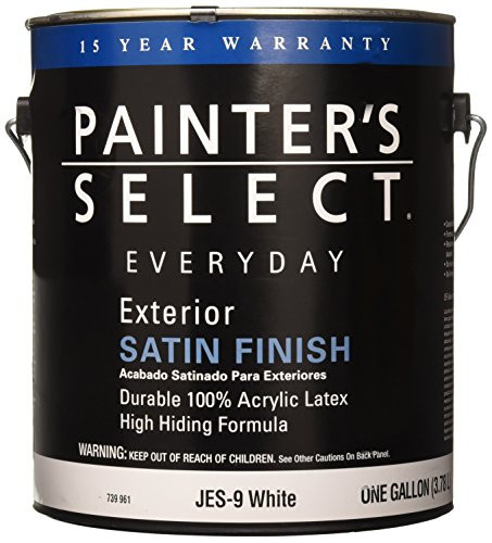 True Value JES9-GL Painter's Select Everyday White Exterior Satin Acrylic Latex House Paint, 1-Gallon