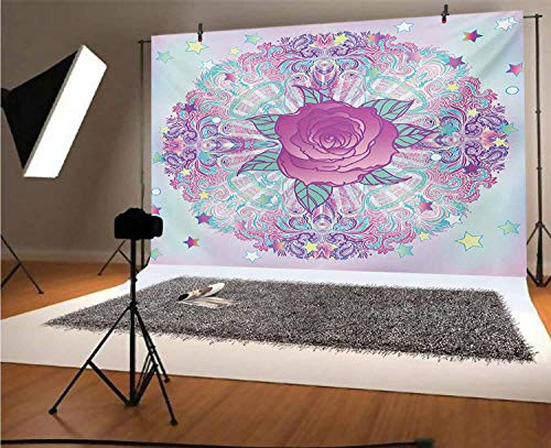 Indie 5x3 FT Vinyl Photography Background Backdrops,Psychedelic Inspired Round Rose Figure 80s 90s Retro Vintage Vibrant Background for Photo Backdrop Studio Props Photo Backdrop Wall
