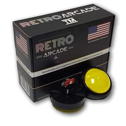 RetroArcade.us Arcade Game Dome Illuminated Button for Arcade and Crane Machines Yellow