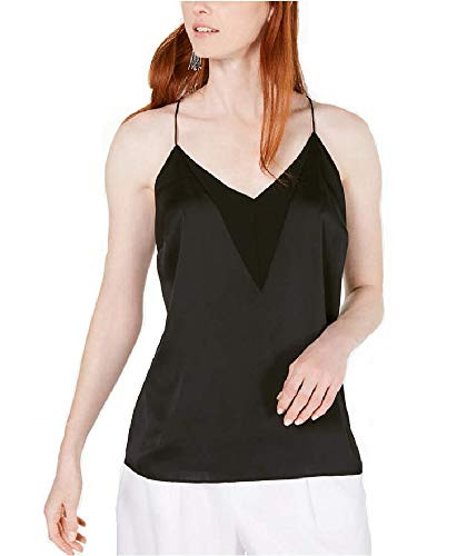 Bar III Contrast-Yoke Camisole Top Black Small