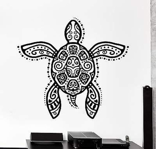 V-studios Wall Vinyl Turtle Sea Ocean River Tribal Ornament Mural Vinyl Decal VS3361