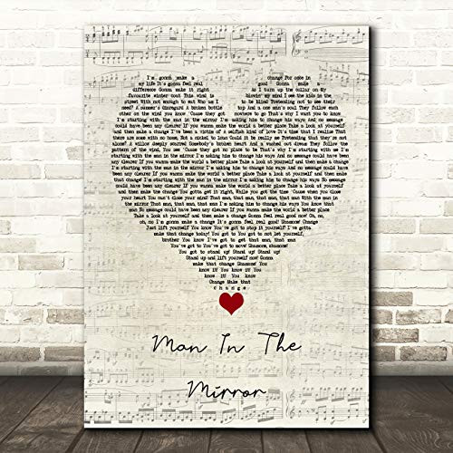 Man in The Mirror Script Heart Song Lyric Quote Music Print Man in The Mirror Script Heart Song Lyric Quote Music Print