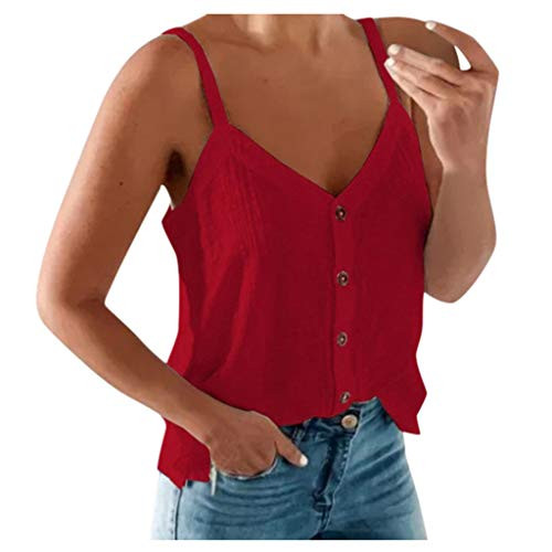 Dosoop Women's Button Down V Neck Spaghetti Strap Cami Tank Tops Loose Casual Sleeveless Blouses Vest Dosoop Women's Button Down V Neck Spaghetti Strap Cami Tank Tops Loose Casual Sleeveless Blouses Vest