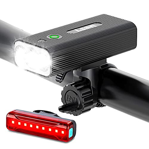 -2021 Newest- 1200 Lumens USB Rechargeable Bike Lights,Super Bright 3 LED Bike Headlight,Power Bank Function,IPX5 Waterproof,3 plus5 Light Modes for Bicycle Lights Front and Back