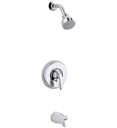 Kohler TS15601-4G-CP Rite-Temp bath and shower valve trim with lever handle, NPT spout and 1.75 gpm showerhead