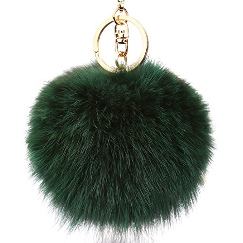 URSFUR Authentic Fox Fur Ball Pom Keychain Car Bag Charm Pendant Novelty Key Chain Ring Handbag Tassel Tag Toy Gift
