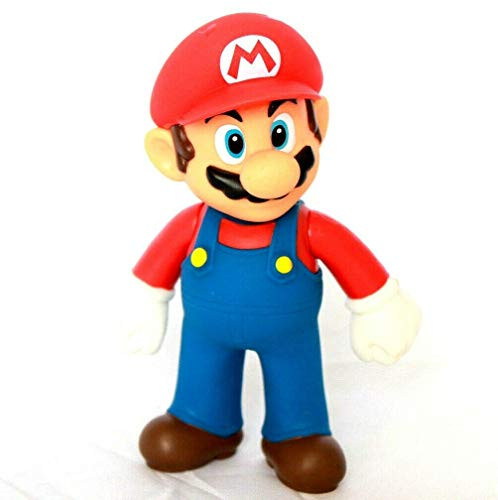 World of Nintendo Super Mario Bros Brothers Action Figure Collection Mario Luigi Yoshi Donkey Kong Princess Peach  plus with Bonus Name Tag -Mario-
