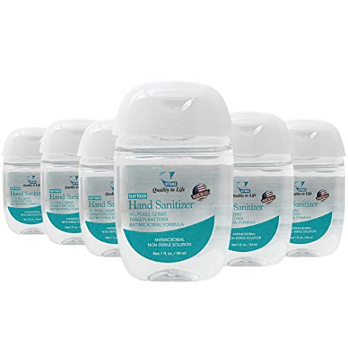 Silky Touch Travel Size Hand Sanitizer Gel 1fl oz -6-Pack- - 70 percent Alcohol - Kills 99.99 percent of Germs - Small Personal Pocket Size, Made In The USA By Doctors Of Pharmacy