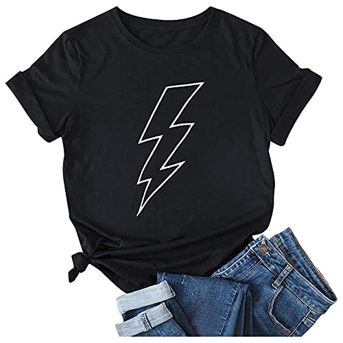 Summer Women Lightning Tshirt Tops Trendy Casual Loose Fit Crewneck Blouses Short Sleeve Cute Comfy Soft Tunic Tees Summer Women Lightning Tshirt Tops Trendy Casual Loose Fit Crewneck Blouses Short Sleeve Cute Comfy Soft Tunic Tees