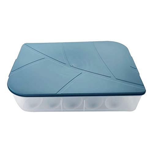 20 Grid Refrigerator Eggs Container with Lid, Plastic Portable Stackable Egg Holder - Protect and Keep Egg Fresh, Clear Egg Tray Case -Blue-