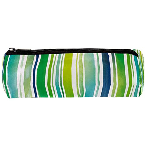 imobaby Watercolor Stripes Green Blue Pencil Cases Pen Zipper Bag Cosmetic Pouch for Women Teen Girl Boy Students
