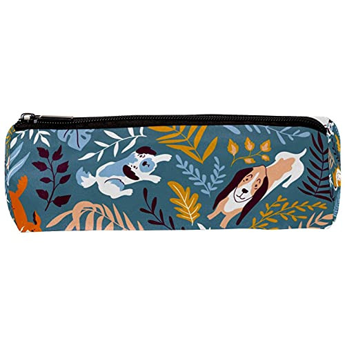 imobaby Blue Dog Animal Pencil Cases Pen Zipper Bag Cosmetic Pouch for Women Teen Girl Boy Students