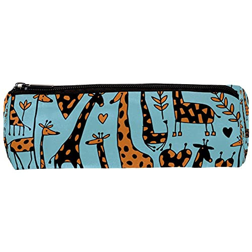 imobaby Blue Giraffe Animal Pencil Cases Pen Zipper Bag Cosmetic Pouch for Women Teen Girl Boy Students