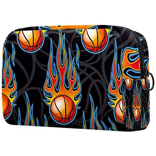 LEVEIS Sports Basketball Power Fire Orange Small Makeup Bag Pouch for Purse Travel Cosmetic Bag Portable Toiletry Bag for Women Girls Gifts LEVEIS Sports Basketball Power Fire Orange Small Makeup Bag Pouch for Purse Travel Cosmetic Bag Portable Toiletry Bag for Women Girls Gifts