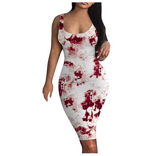 sleeveless tight-fitting hip dress, floral slip dress for women, Tie-dye Tank Dress Basic Midi Club Dresses Mini Dress Red sleeveless tight-fitting hip dress, floral slip dress for women, Tie-dye Tank Dress Basic Midi Club Dresses Mini Dress Red
